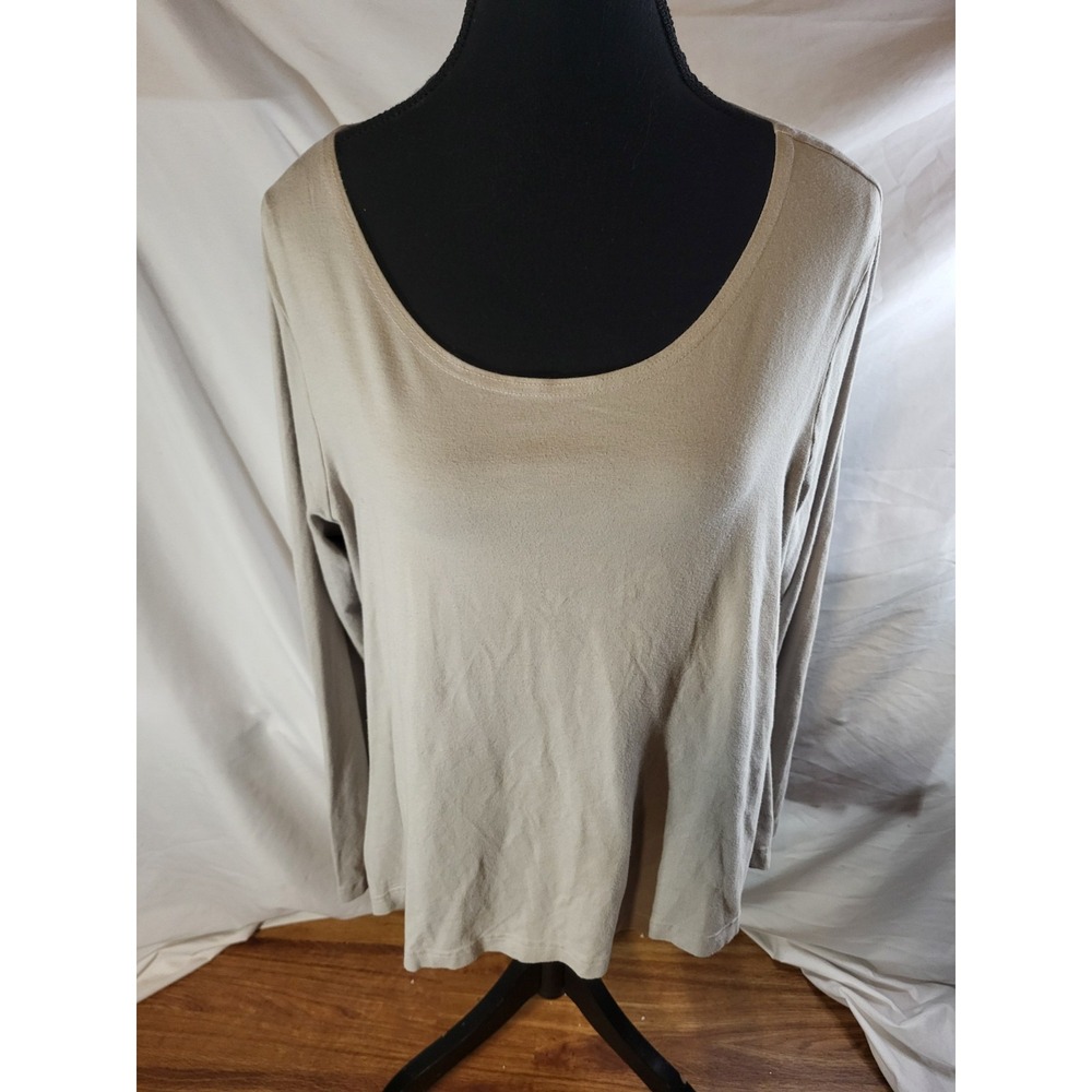 Bryn Walker Women's Size L Long Sleeve Bamboo Cotton Tunic Shirt Gray